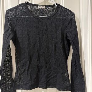 BCBG Black Lace Long Sleeve Top